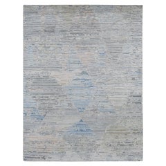 8'x10'6" Ivory Pure Silk Collection Hand Knotted Modern Design Oriental Rug