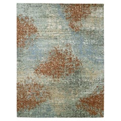 8'x10'6" Rust Red Persian Knot Abstract Design Pure Wool Hand Knotted Rug