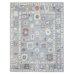 8'x10'7" Light Gray, Afghan Angora Oushak Pure Wool Hand Knotted Rug