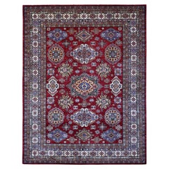8
x10
8" Sangre Red Laine nouée à la main Super Kazak Tribal Elements Tapis d
Orient