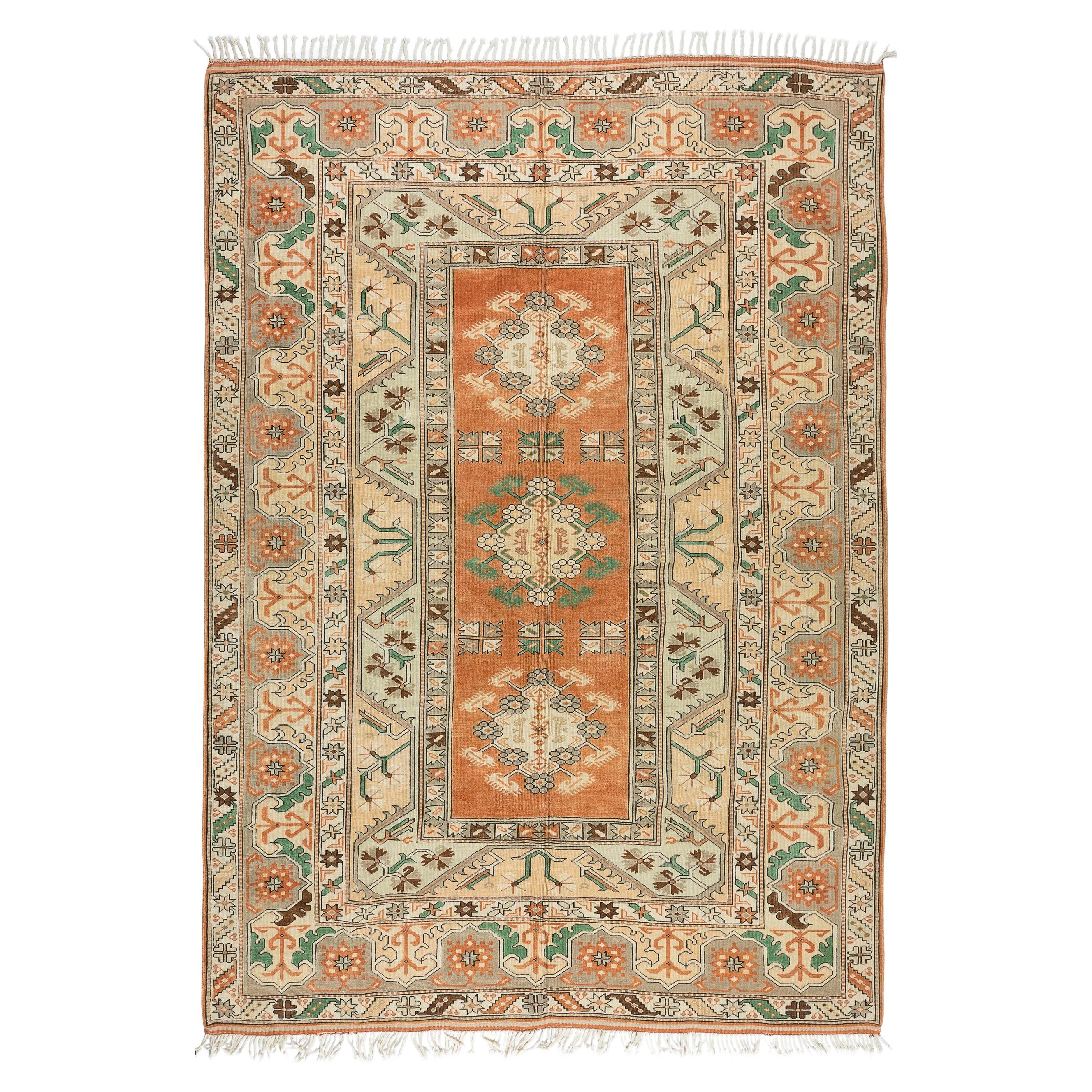 8x10.9 Ft Hand Knotted Vintage Unique Area Rug from Turkey / Milas, 100% Wool For Sale
