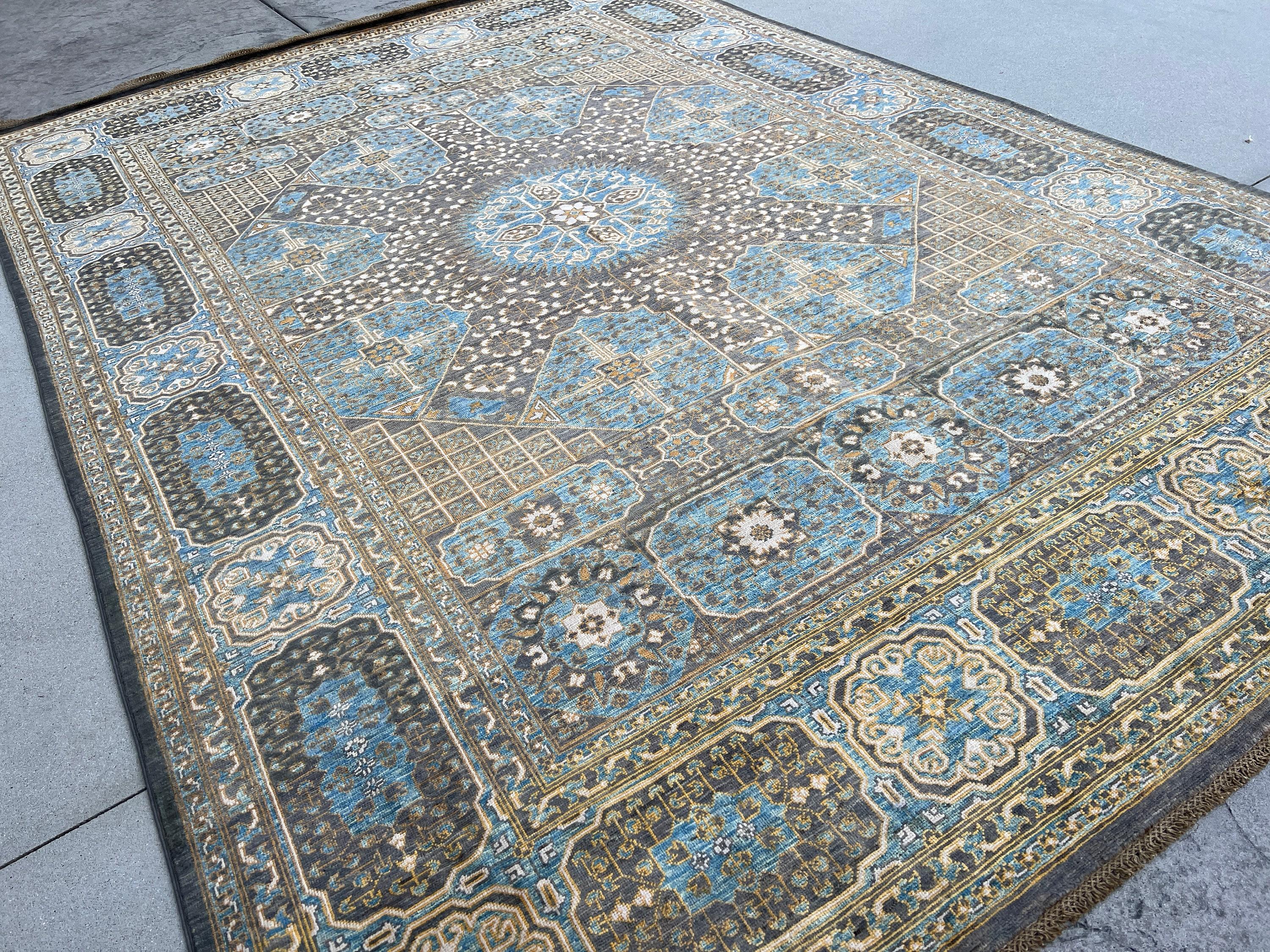 Luxury Hand-Knotted Afghan Rug Mamluk Premium Hand-Spun Afghan Woo In New Condition For Sale In San Marcos, CA