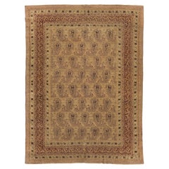 8x11 Antique Amritsar Wool Rug with Repeating Boteh Motif In Earth-Toned Palette