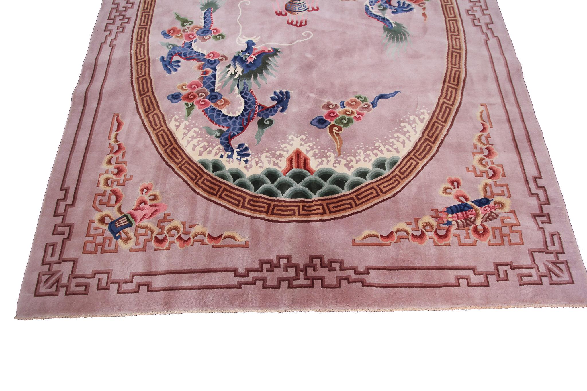 Antique Art Deco Rug Antique Chinese Rug Antique Chinese Dragon Rug In Good Condition In New York, NY