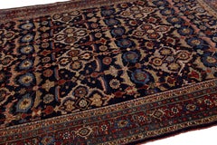 8x11 Antique Persian Bidjar Navy Wool Rug – Large Scale Garrus Lattice Design