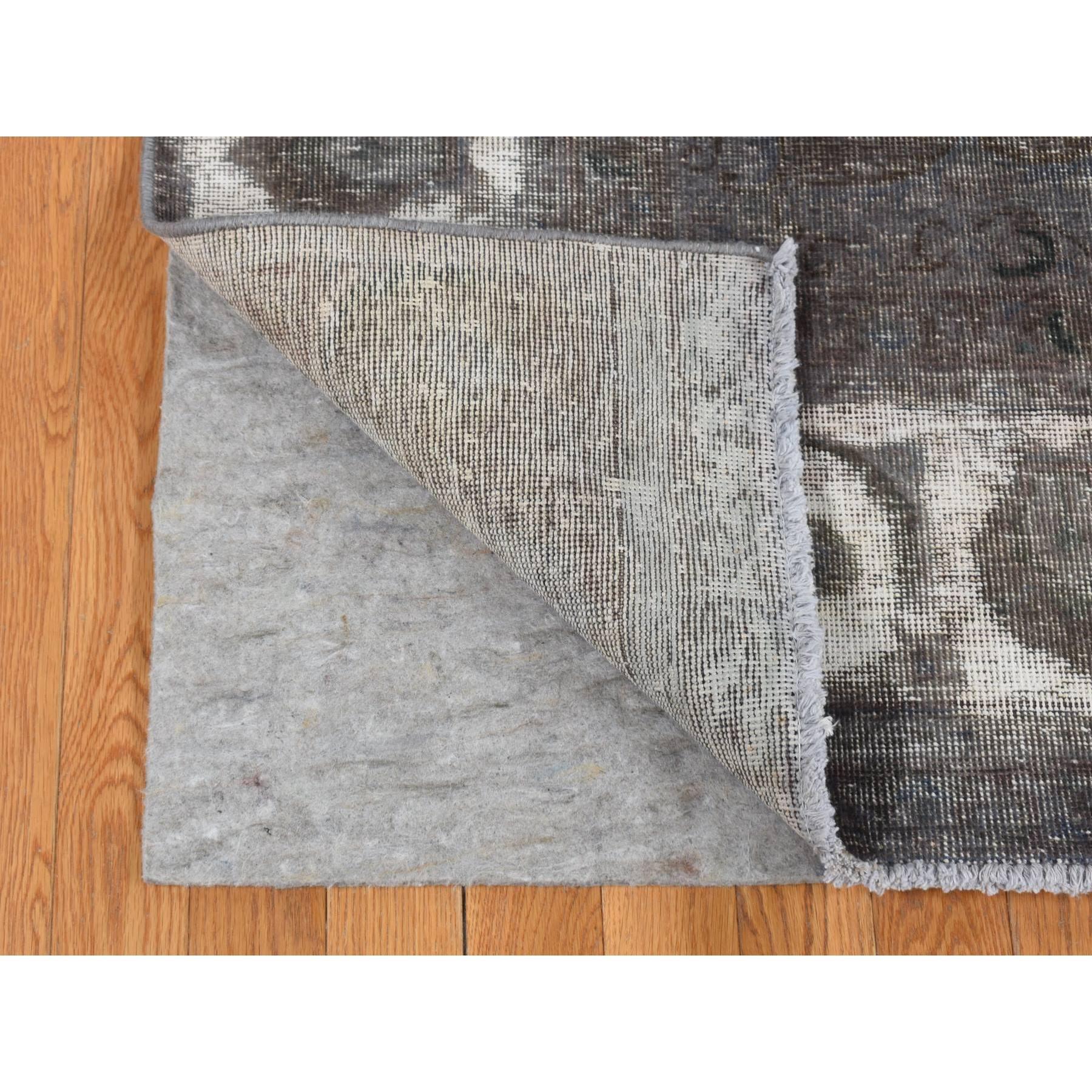 8'x11' Schwarzer überzogener persischer Täbris-Barjasta-Teppich aus reiner Wolle, handgeknüpft, Vintage (Persisch) im Angebot