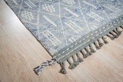 8x11 Alfombra anudada a mano de lana azul con rayas enrejadas en forma de diamante alfombra moderna tribal