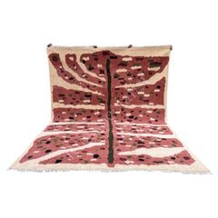 8x11 ft Botanical Hand-Knotted 100% Wool Leaf Area Rug in Blush Pink & Ivory