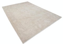 Tappeto beige annodato a mano 8x11 ft per l'arredamento della casa. Tappeto grande 100% lana