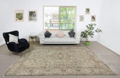 Alfombra turca anudada a mano de 2,5 metros con diseño floral y suave campo verde