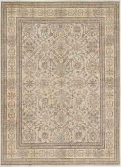 8x11 ft Handknotted Large Area Rug. 100% Wool. Traditional Beige Carpet