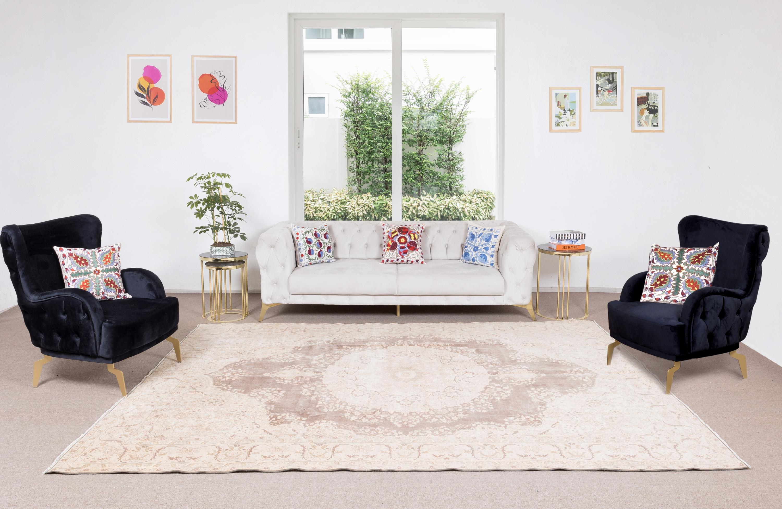 Our sun-faded rugs are all one-of-a-kind, hand-knotted, 50-70 year-old vintage pieces. They each boast their own singular handmade aesthetic drawn from the centuries-old Turkish rug-weaving traditions. These rugs are made completely of sheep’s wool,
