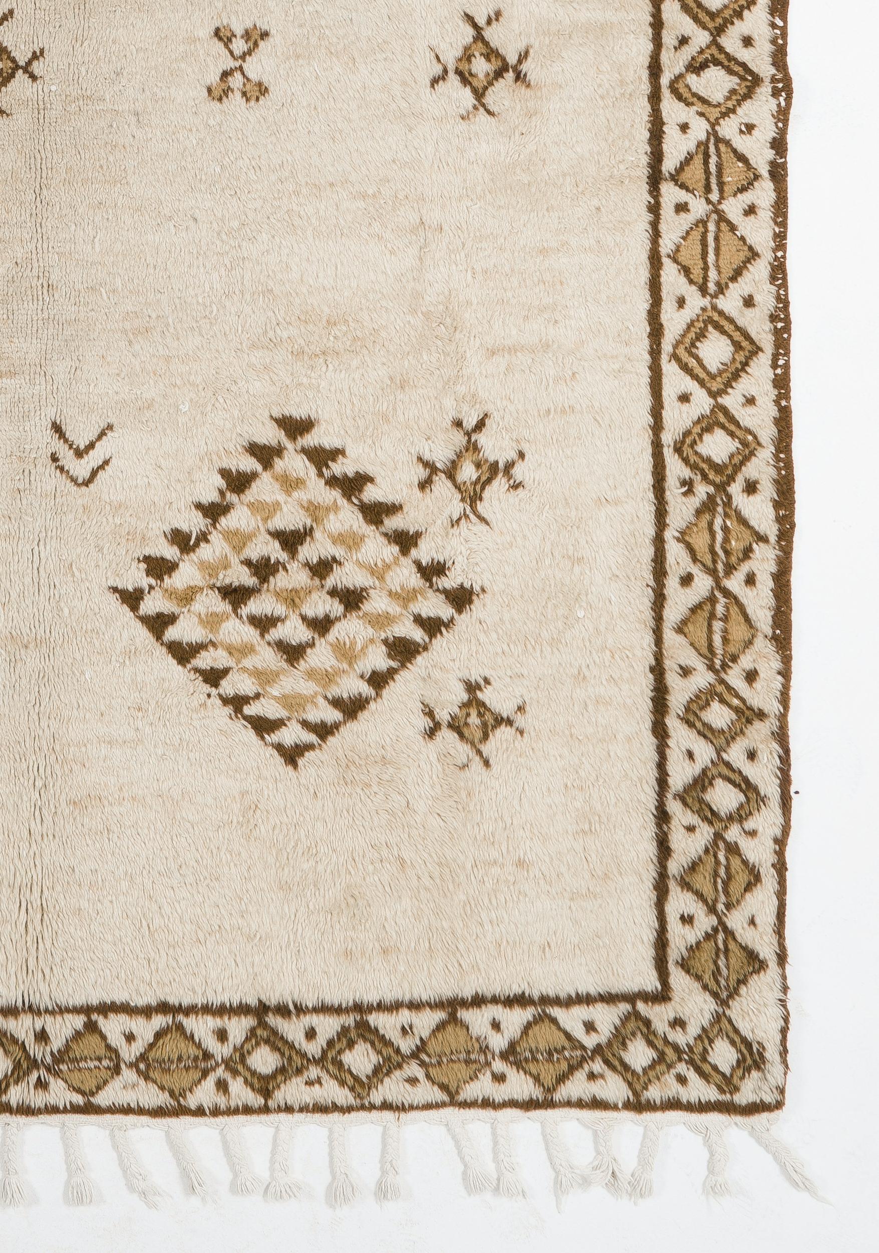 Hand-Knotted Mid-Century Tulu Rug, 100% Natural Undyed Wool, Custom Options Available For Sale