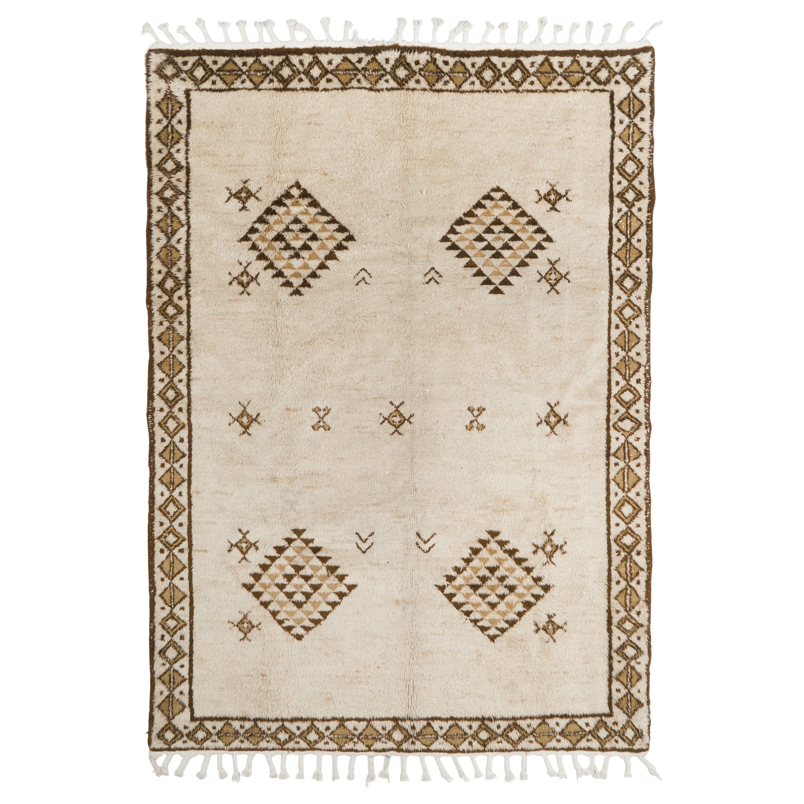 8x11 ft Mid-Century Tulu Rug, 100% Natural Undyed Wool, Custom Options Available For Sale