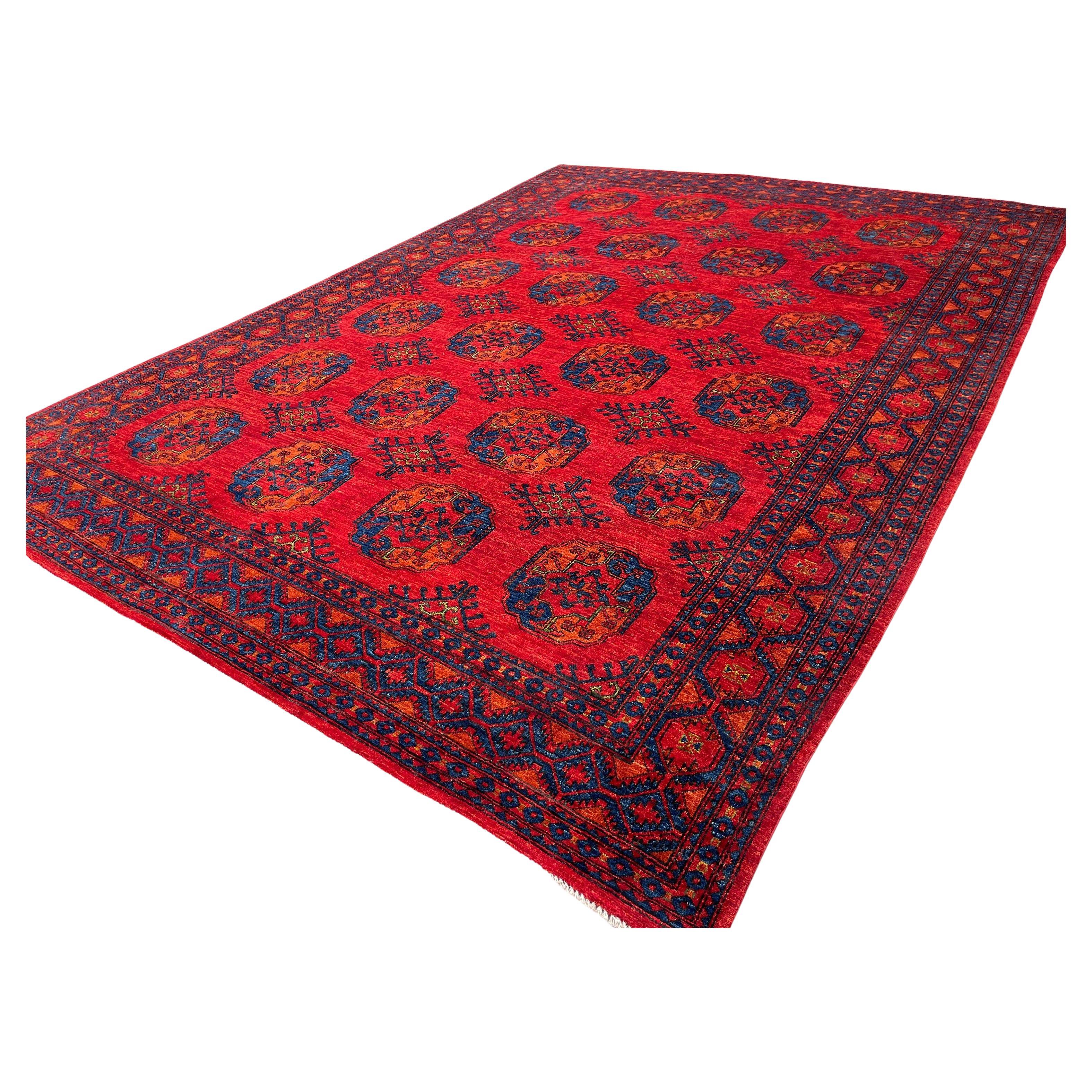 8x11 Hand-Knotted Afghan Rug Premium Hand-Spun Afghan Wool Fair Trade For Sale