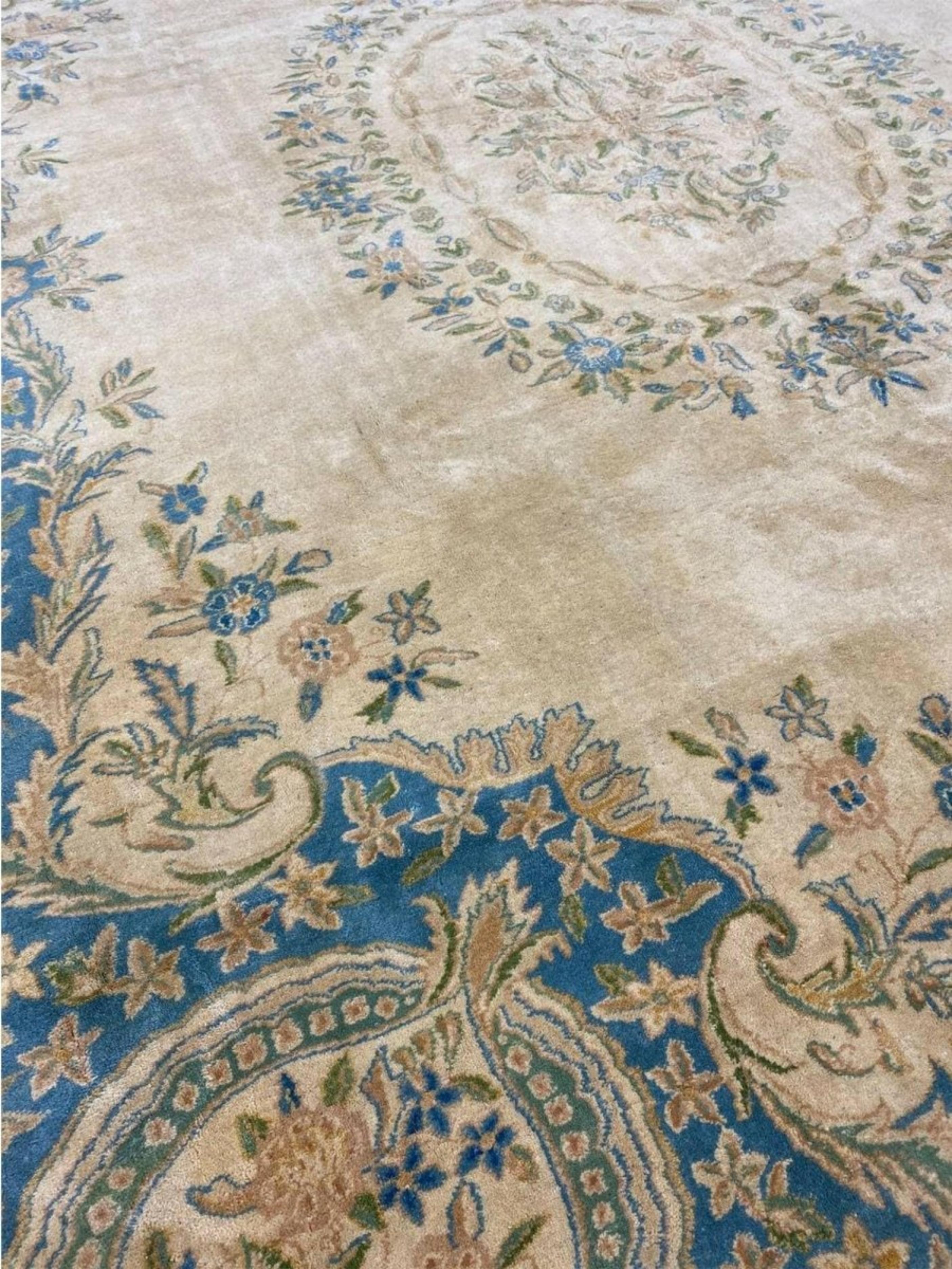 Hand-Knotted 8x11 Hand Knotted Antique Kerman Area Rug For Sale