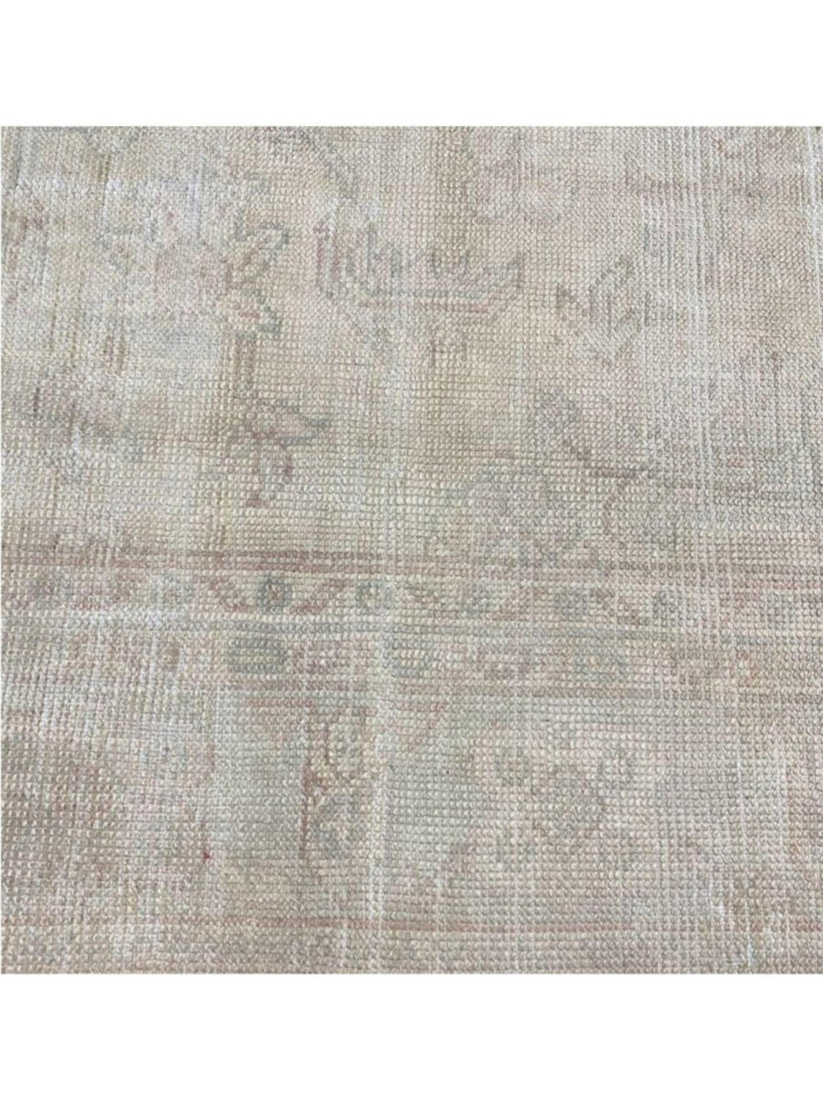 Laine 8x11 Tapis turc ancien Oushak noué à la main en vente