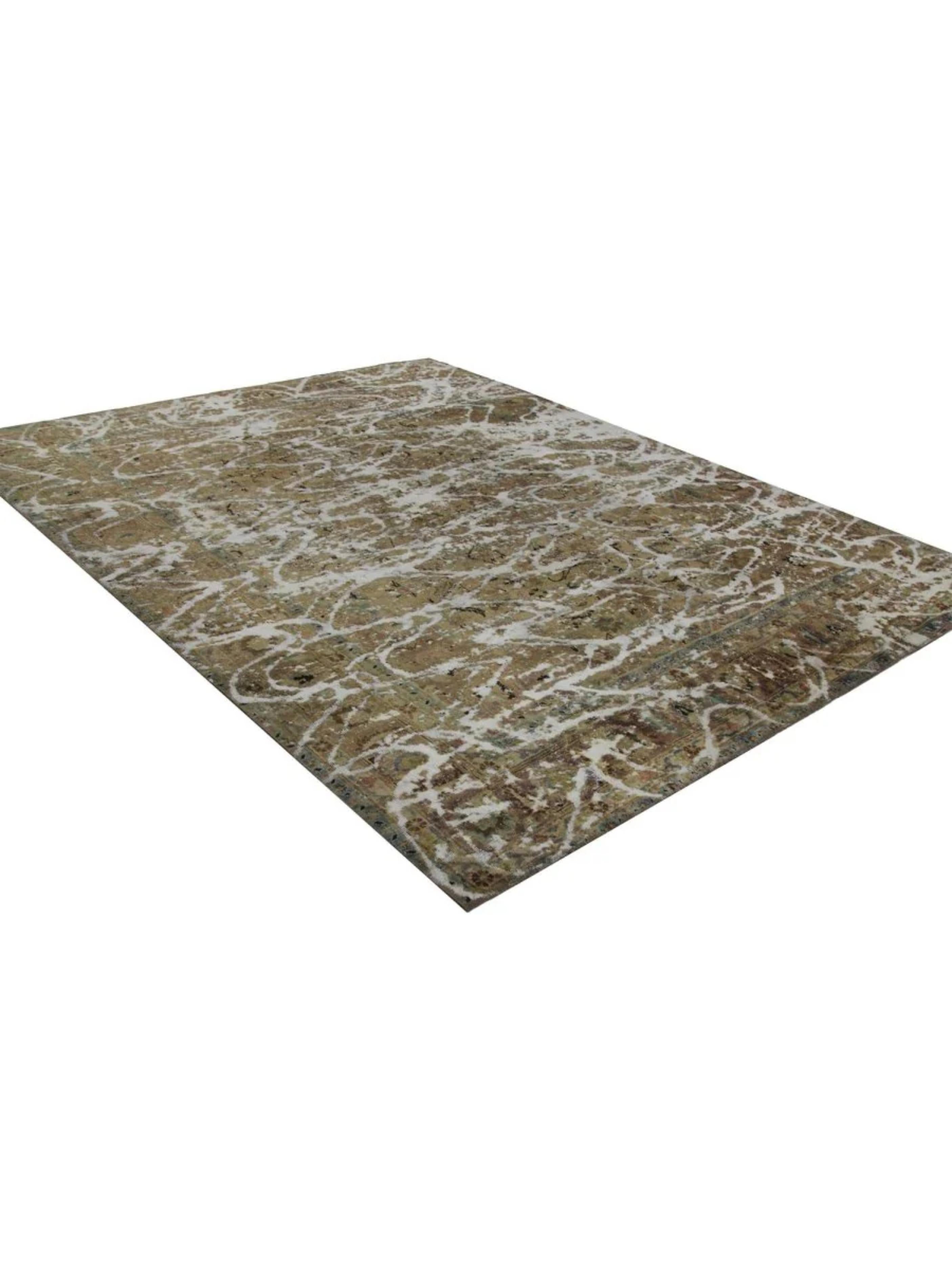 8x11 Tapis noué à la main Brown Vintage Distressed Area Rug en vente 2