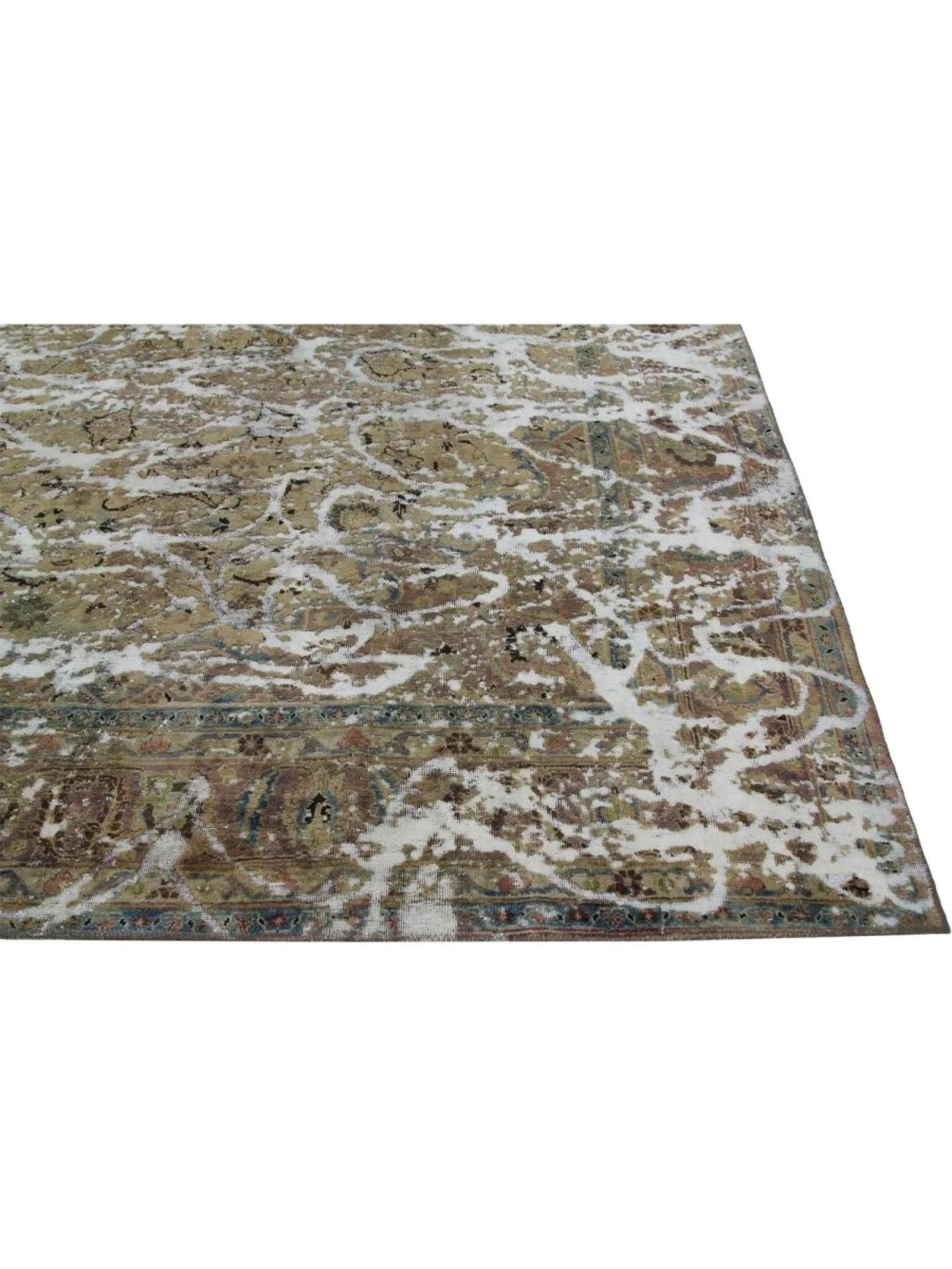 Autre 8x11 Tapis noué à la main Brown Vintage Distressed Area Rug en vente