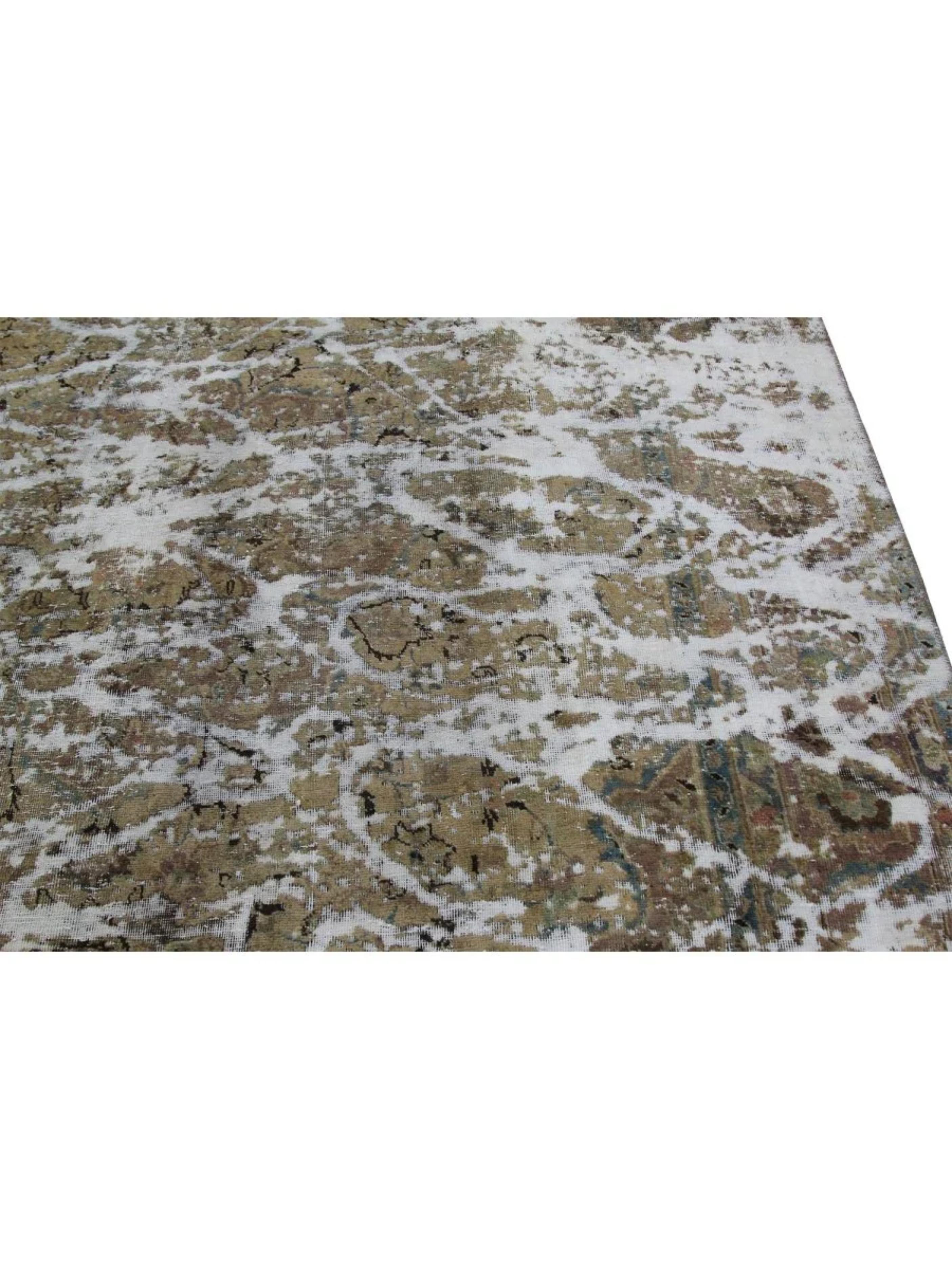 Perse 8x11 Tapis noué à la main Brown Vintage Distressed Area Rug en vente