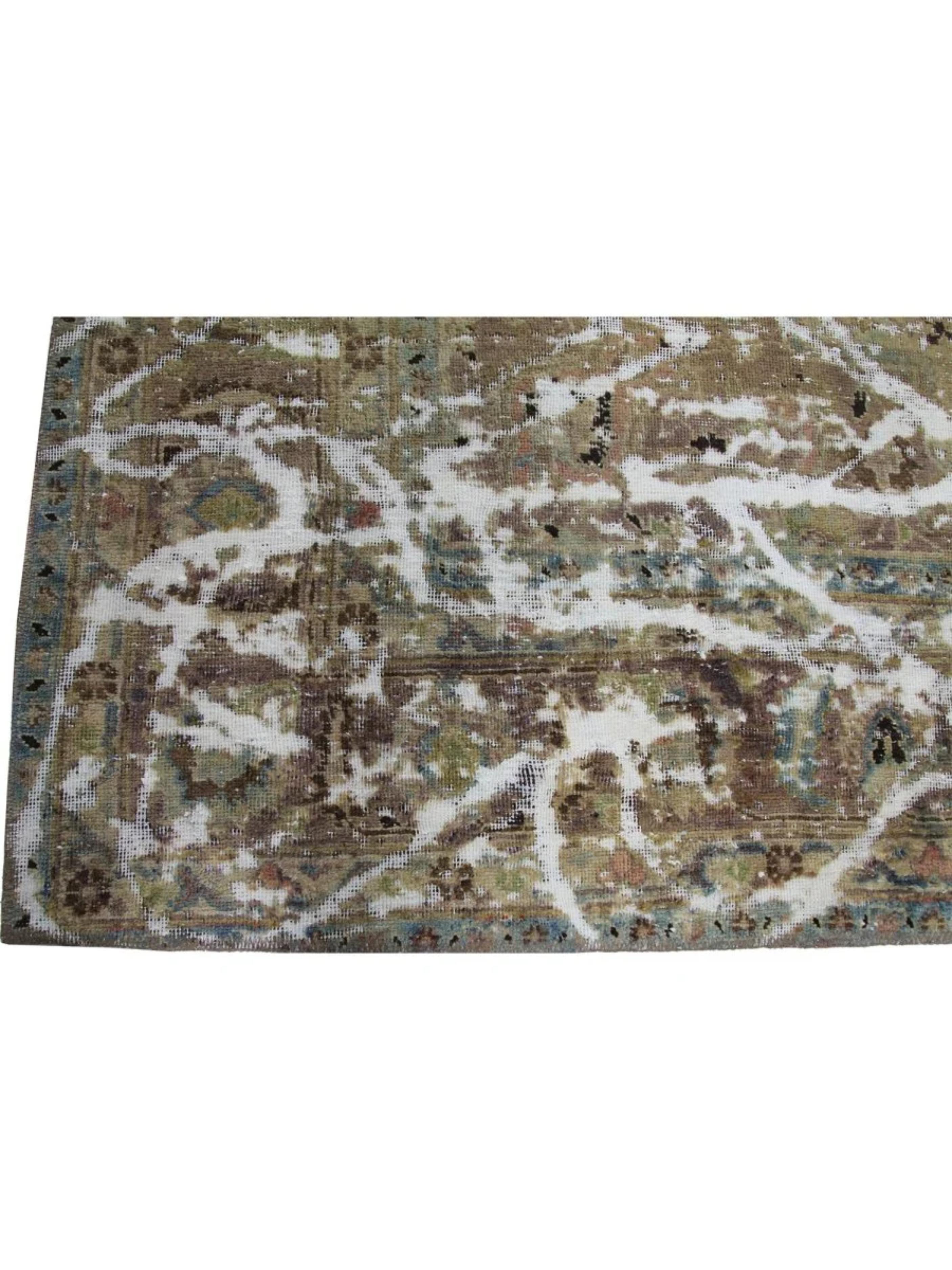Laine 8x11 Tapis noué à la main Brown Vintage Distressed Area Rug en vente