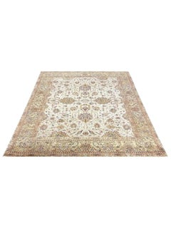 “8x11 Hand-Knotted Indian Agra Rug – Brown, Green & Maroon Geometric Wool Carpet