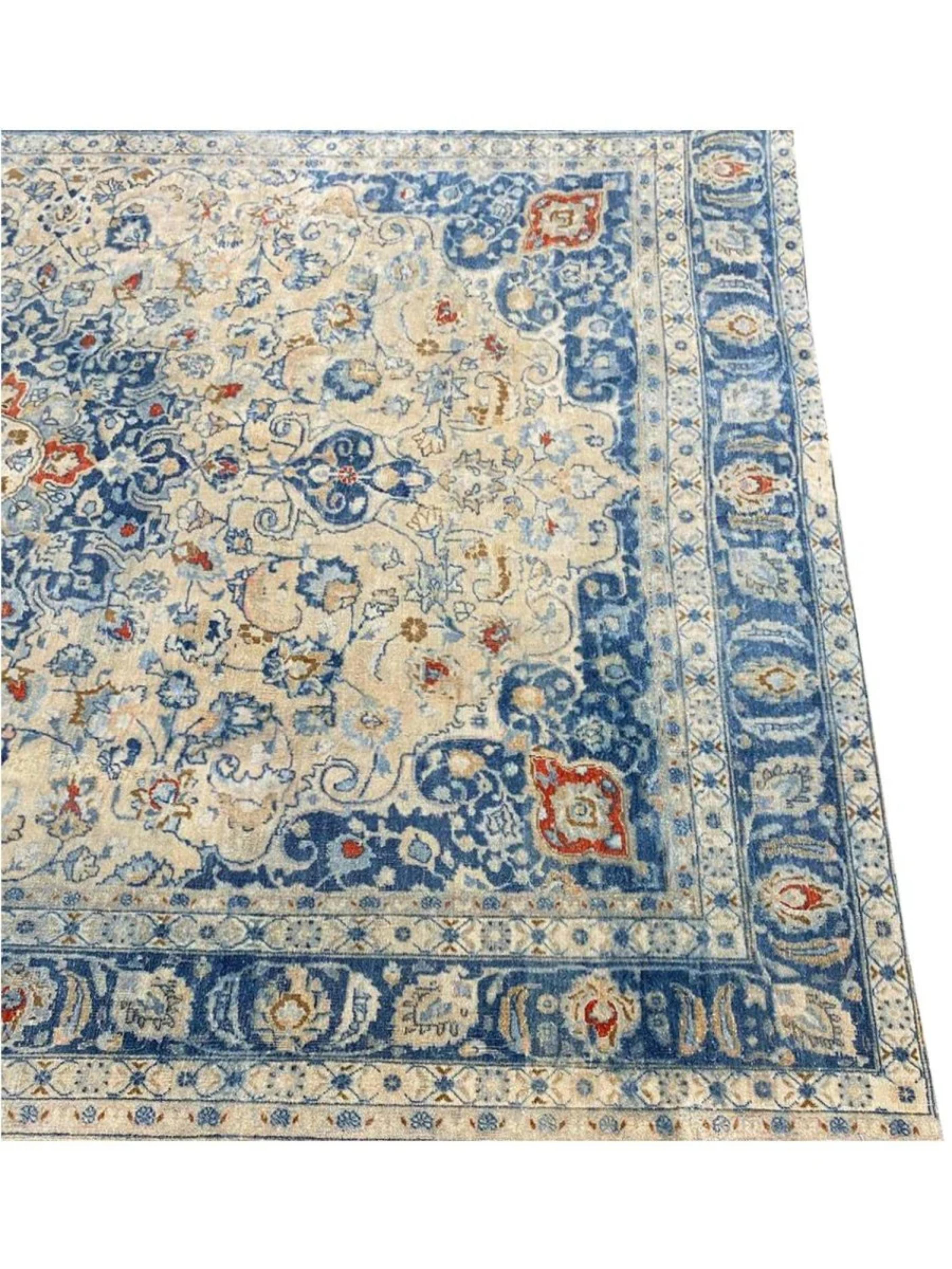 8x11 Handgeknüpfter alter Mashad-Teppich im Angebot 3