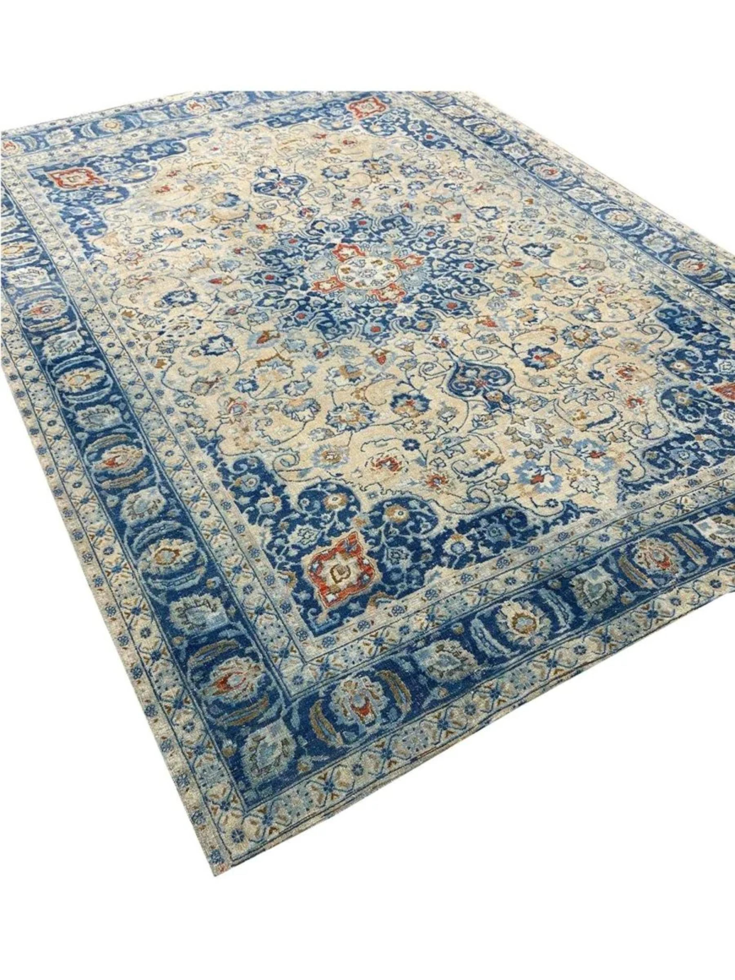 8x11 Handgeknüpfter alter Mashad-Teppich im Angebot 4