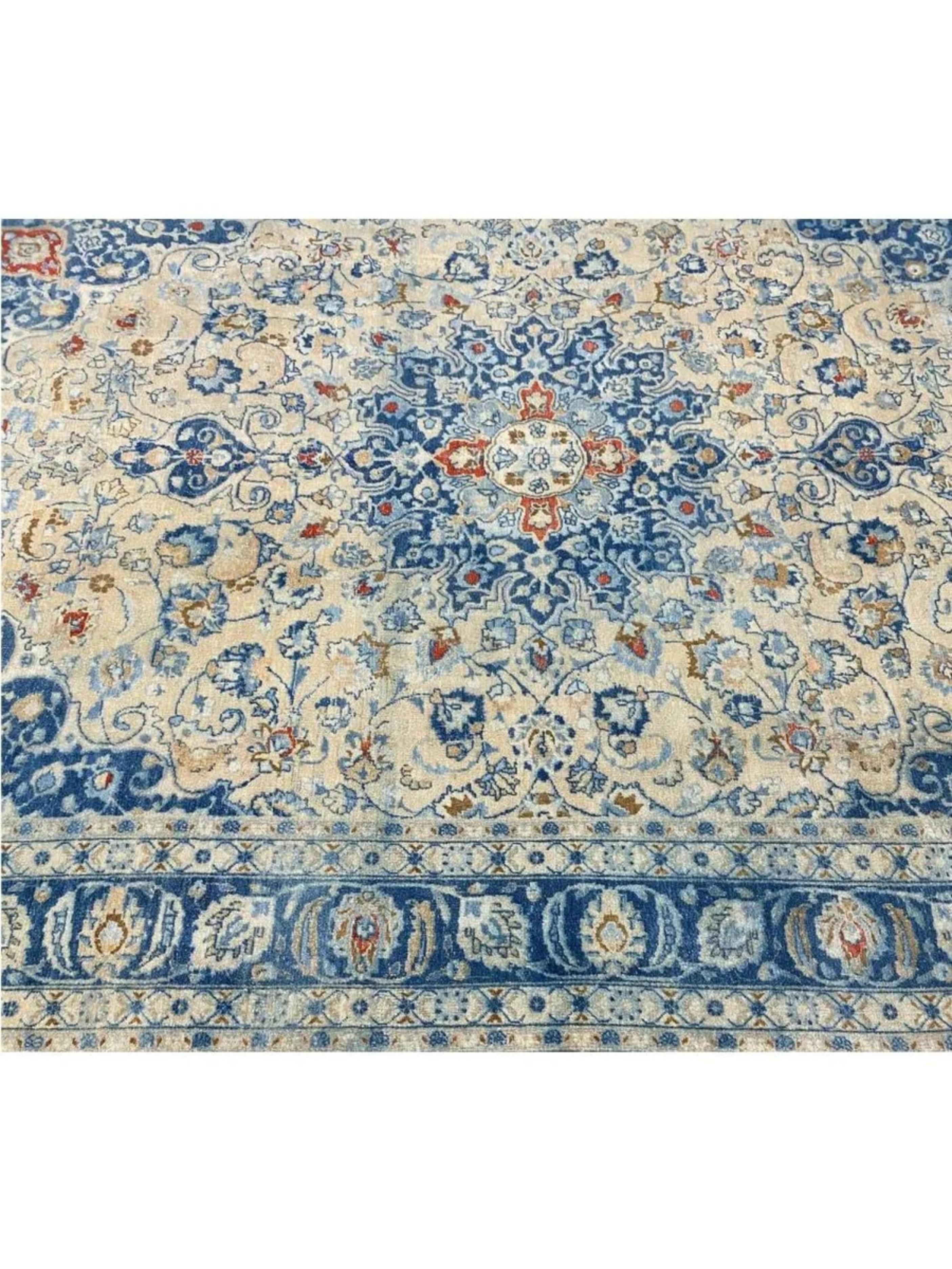 8x11 Handgeknüpfter alter Mashad-Teppich im Angebot 9