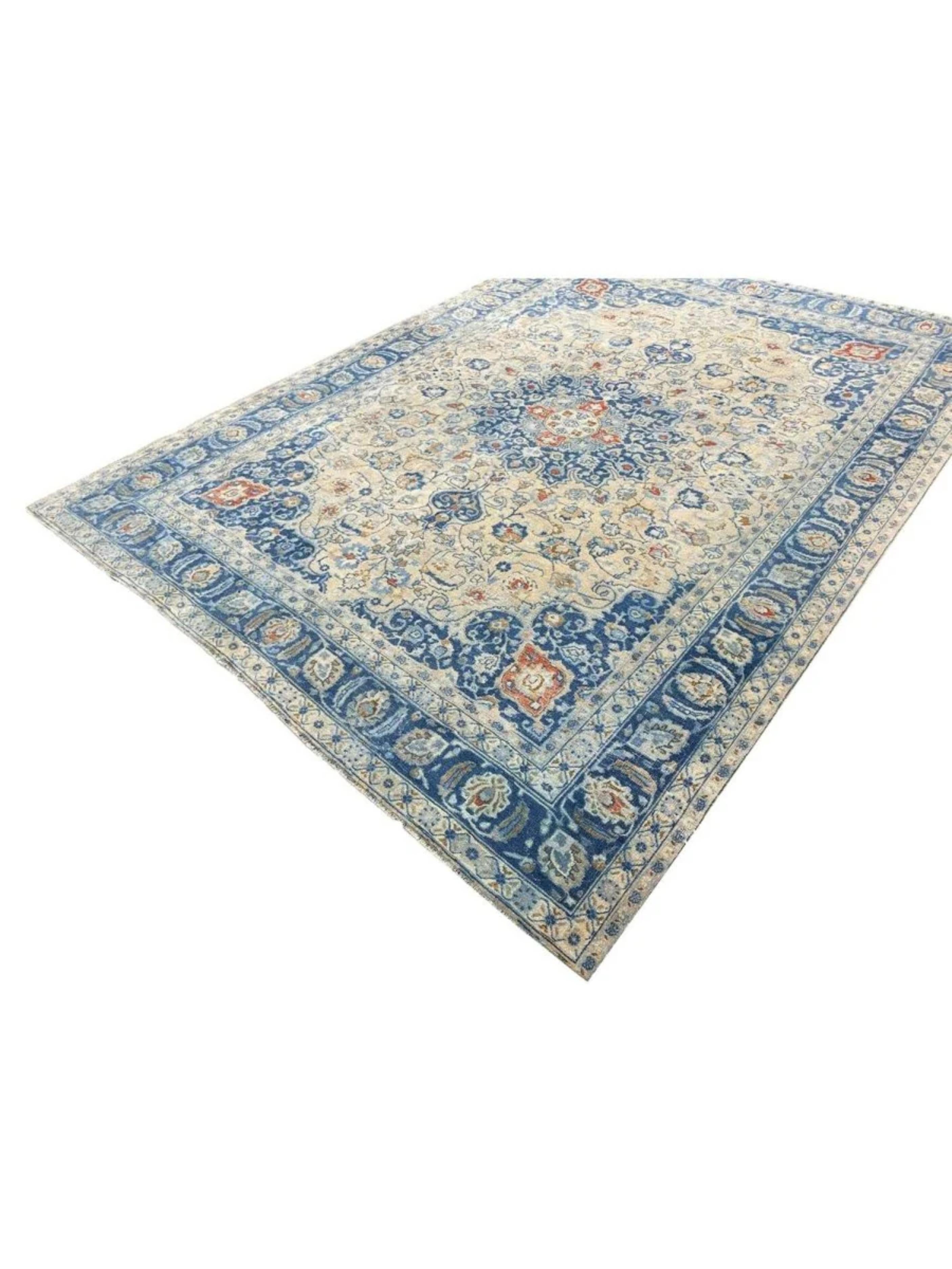 8x11 Handgeknüpfter alter Mashad-Teppich im Angebot 1