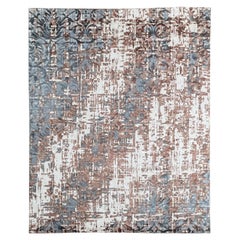 8x11 Elfenbeinfarbener handgeknüpfter Wollteppich mit floraler Textur, abstrakt