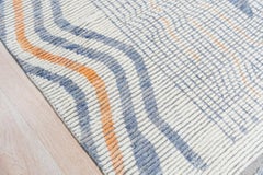 8x11 Elfenbeinfarbener handgeknüpfter Wollteppich mit linearem Gitterwerk Tribal Modern Carpet Rug