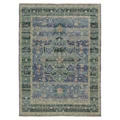 8x11 Moderne Tabriz Stil Wolle Bereich Teppich - Teal, Azur, und Sage Medaillon Design