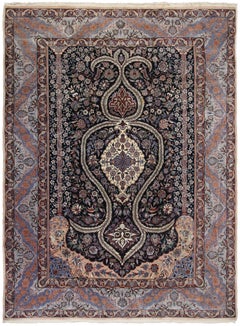 8X11 Persian Esfahan Fine Kork Wool Silk Foundation 244cmx336cm c.1980