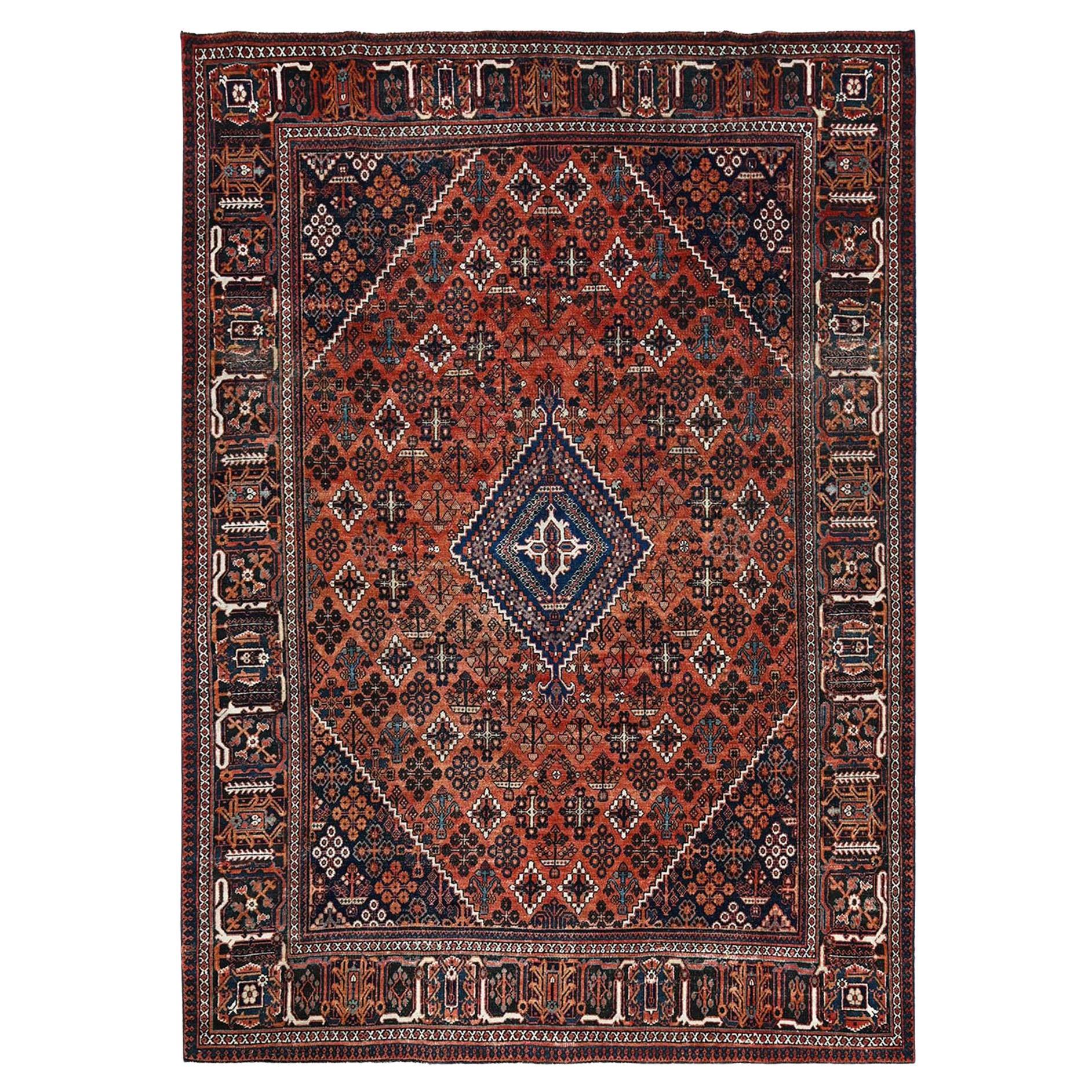 8'x11'1" Terrakotta Rot Vintage Persischer Joshagan Handgeknüpfter orientalischer Teppich aus Wolle