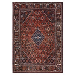 8'x11'1" Terracotta Red Vintage Persian Joshagan Hand Knotted Wool Oriental Rug