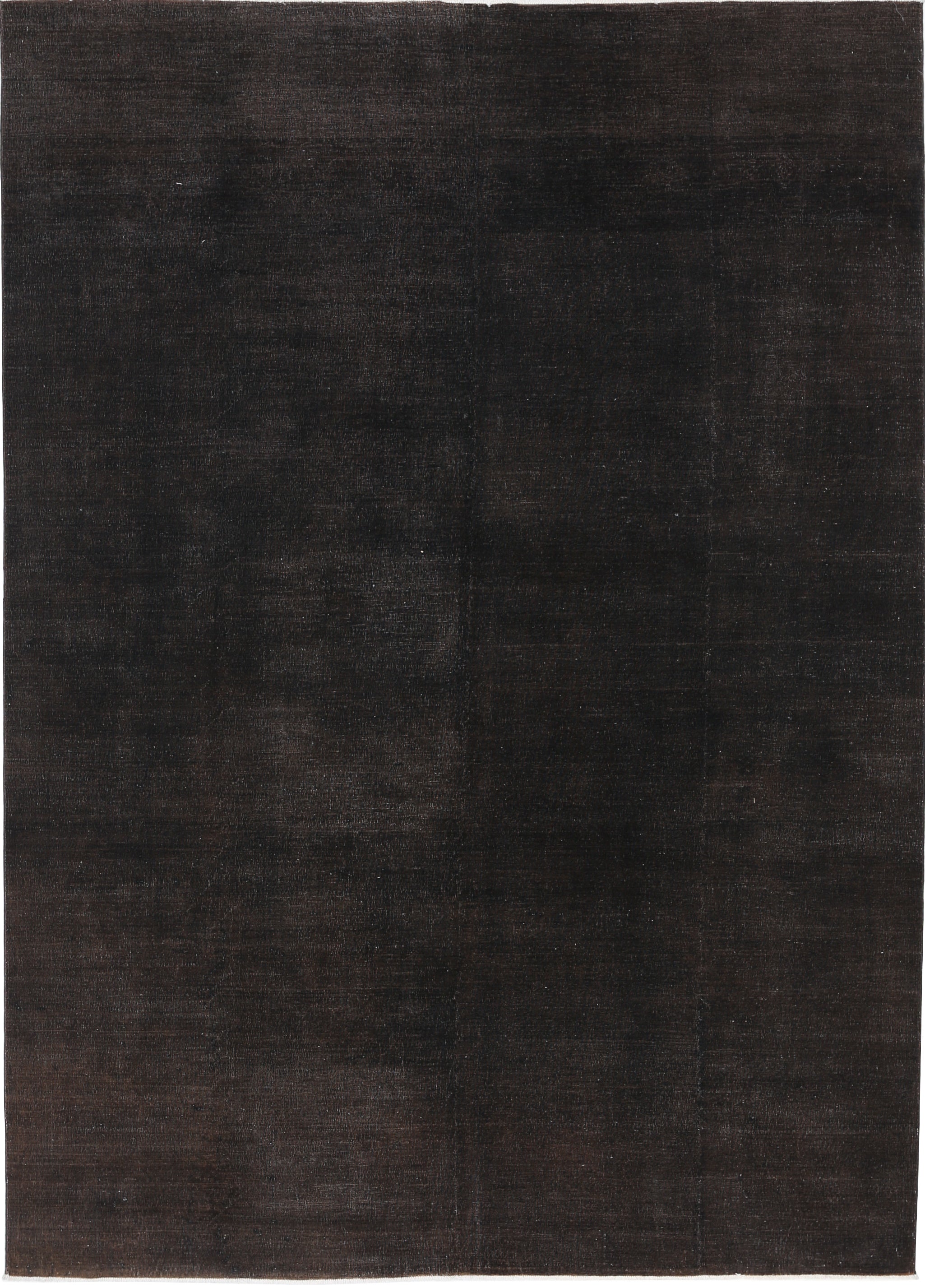8x11.2 ft Hand Knotted Dark Brown Wool Area Rug. Turkish Minimal Design Carpet For Sale