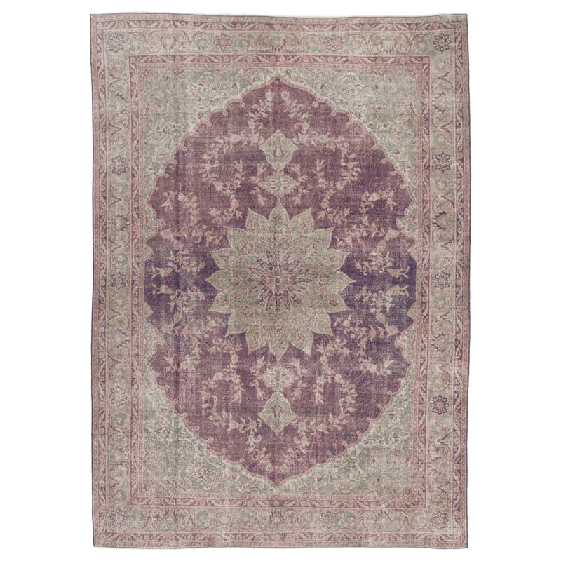 Vintage Muted Oushak Rug from Turkey with Medallion in Lavender and ...