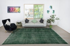 8x11.3 Ft Dark Green Color Modern Handmade Large Rug, Shabby Chic Turkish Carpet