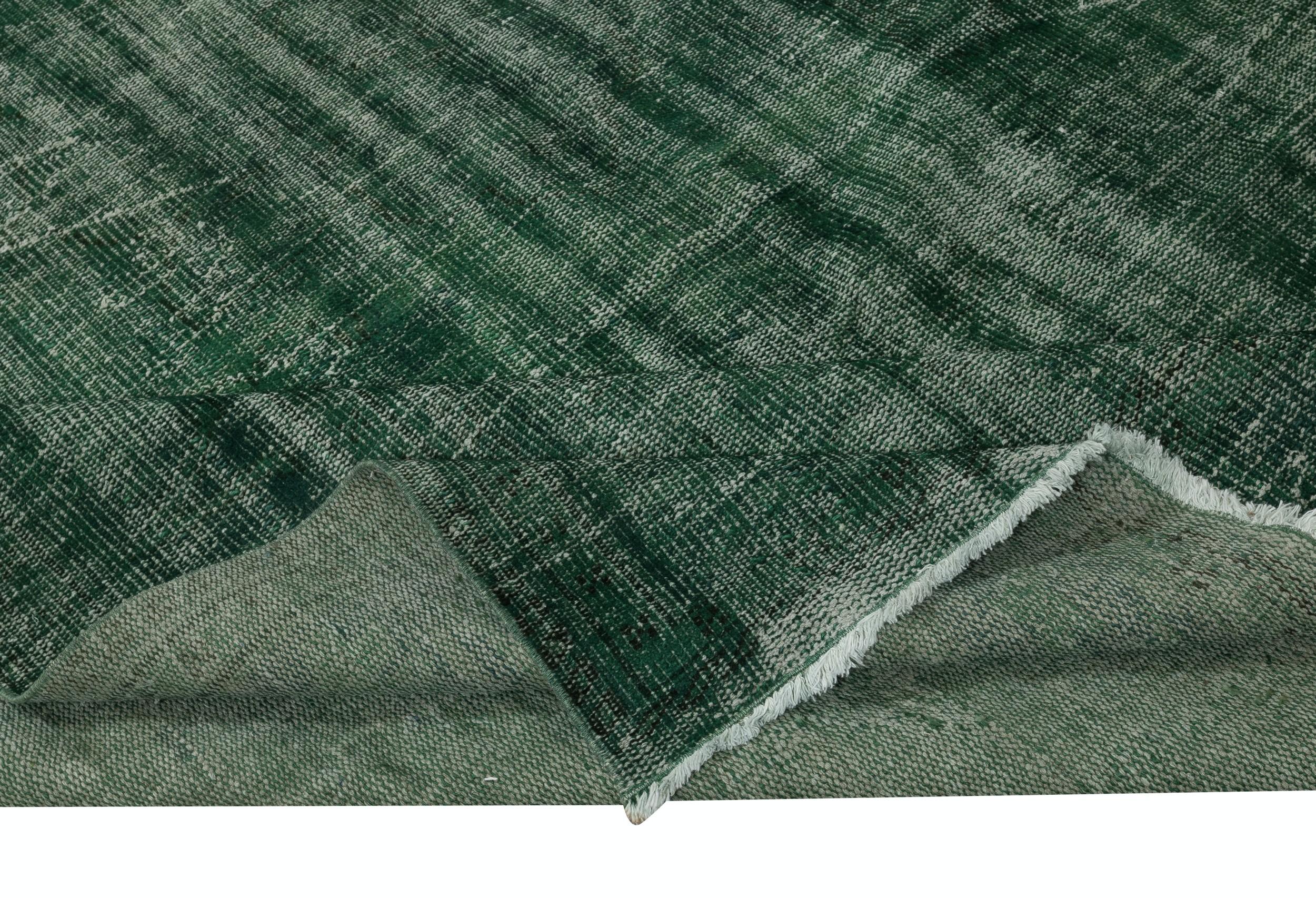 Hand-Knotted 8x11.3 Ft Dark Green Color Modern Handmade Large Rug, Shabby Chic Turkish Carpet For Sale