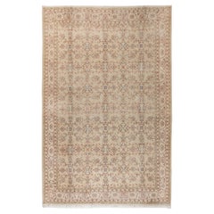8x11.3 Ft Hand Made Anatolian Rug with Floral Design, Vintage Beige Large Carpet 8x11.3 Ft Hand Made Anatolian Rug with Floral Design, Vintage Beige Large Carpet