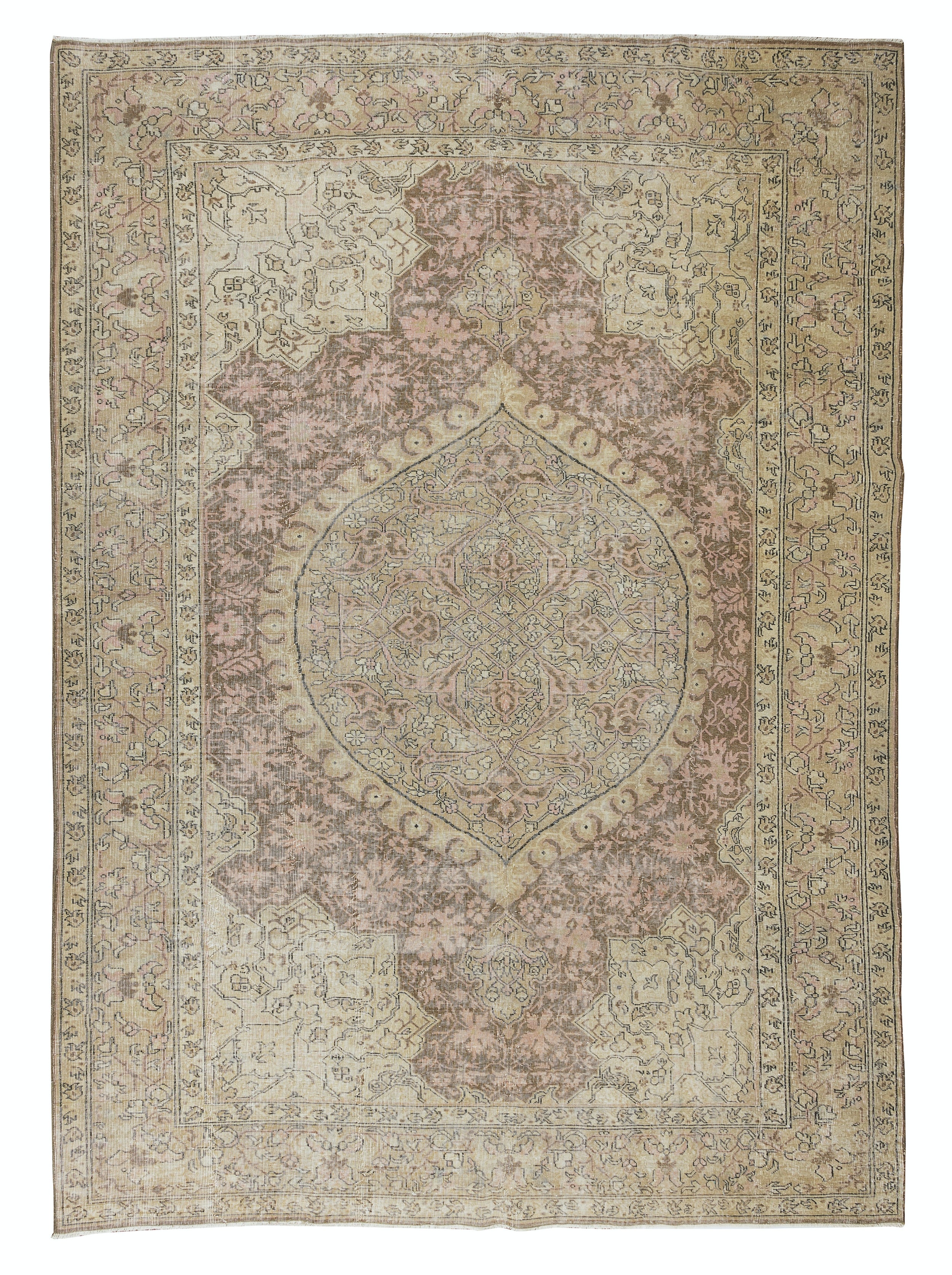 8x11.3 Ft One-of-a-Kind Handmade Turkish Vintage Area Rug with Medallion Design