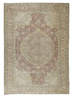 8x11.3 Ft Tappeto d'area vintage turco fatto a mano unico nel suo genere con design a medaglione