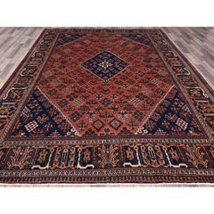 8'x11'3" Ochre Red Hand Knotted Vintage Pure Wool Joshagan Cleaned Oriental Rug