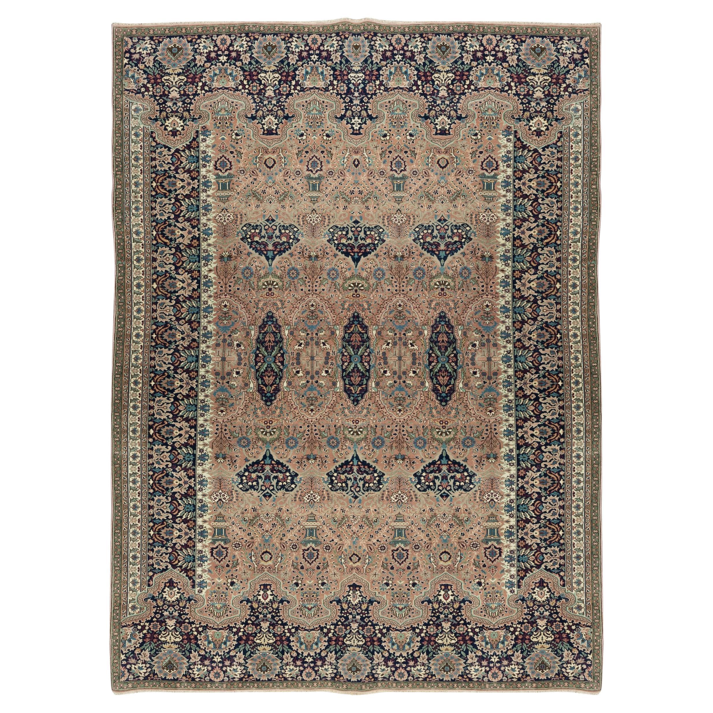 8x11.6 Ft One-of-a-Kind Anatolian Wool Rug, Traditional Vintage Handmade Carpet For Sale