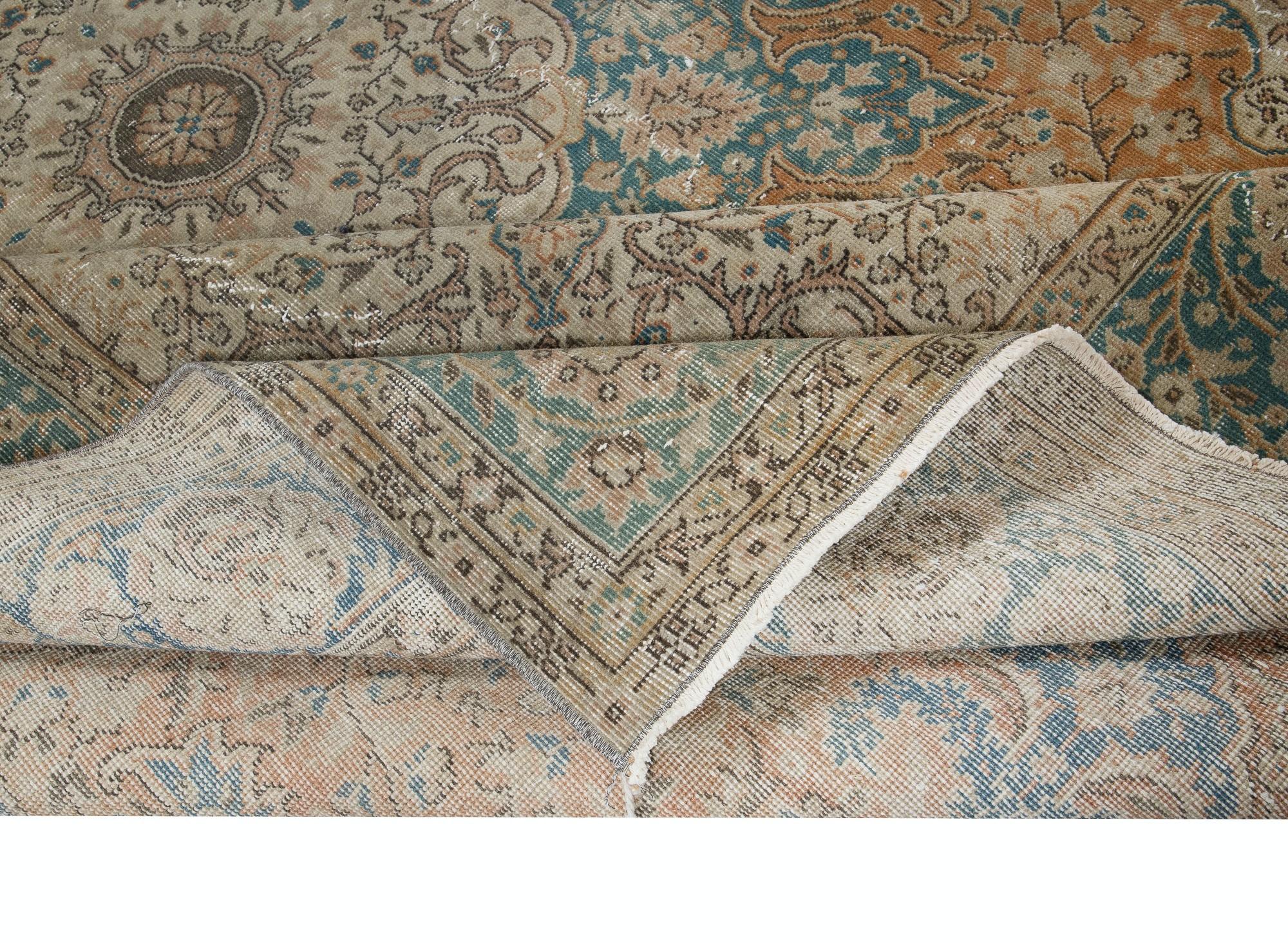 Tribal 8x11.6 Ft One-of-a-Kind Vintage Oriental Rug, Handmade Turkish Village Carpet For Sale