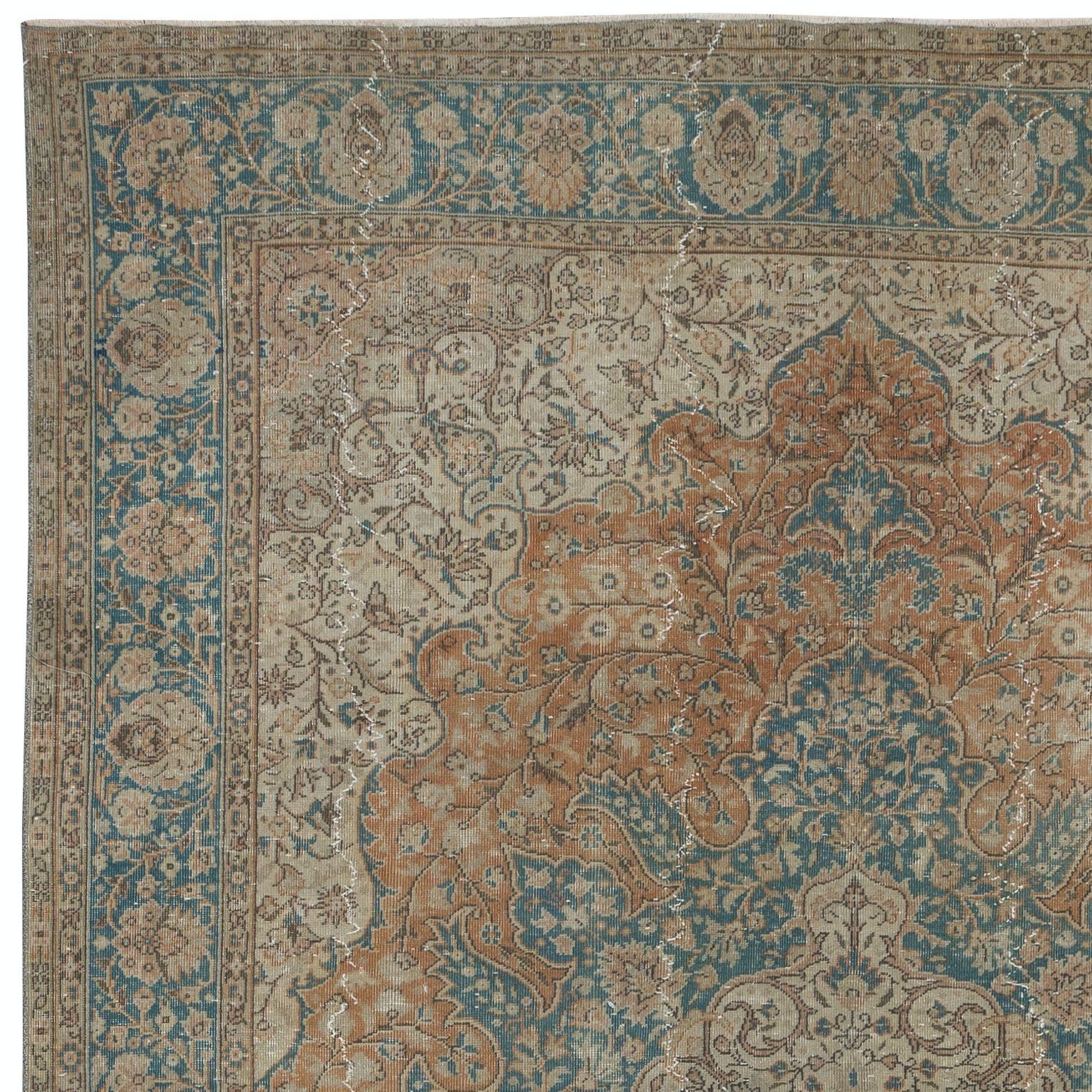 Hand-Knotted 8x11.6 Ft One-of-a-Kind Vintage Oriental Rug, Handmade Turkish Village Carpet For Sale