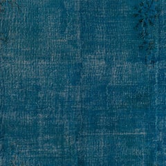 8x11.7 Ft Handmade Art Deco Rug in Blue, Contemporary Turkish Home Decor Carpet