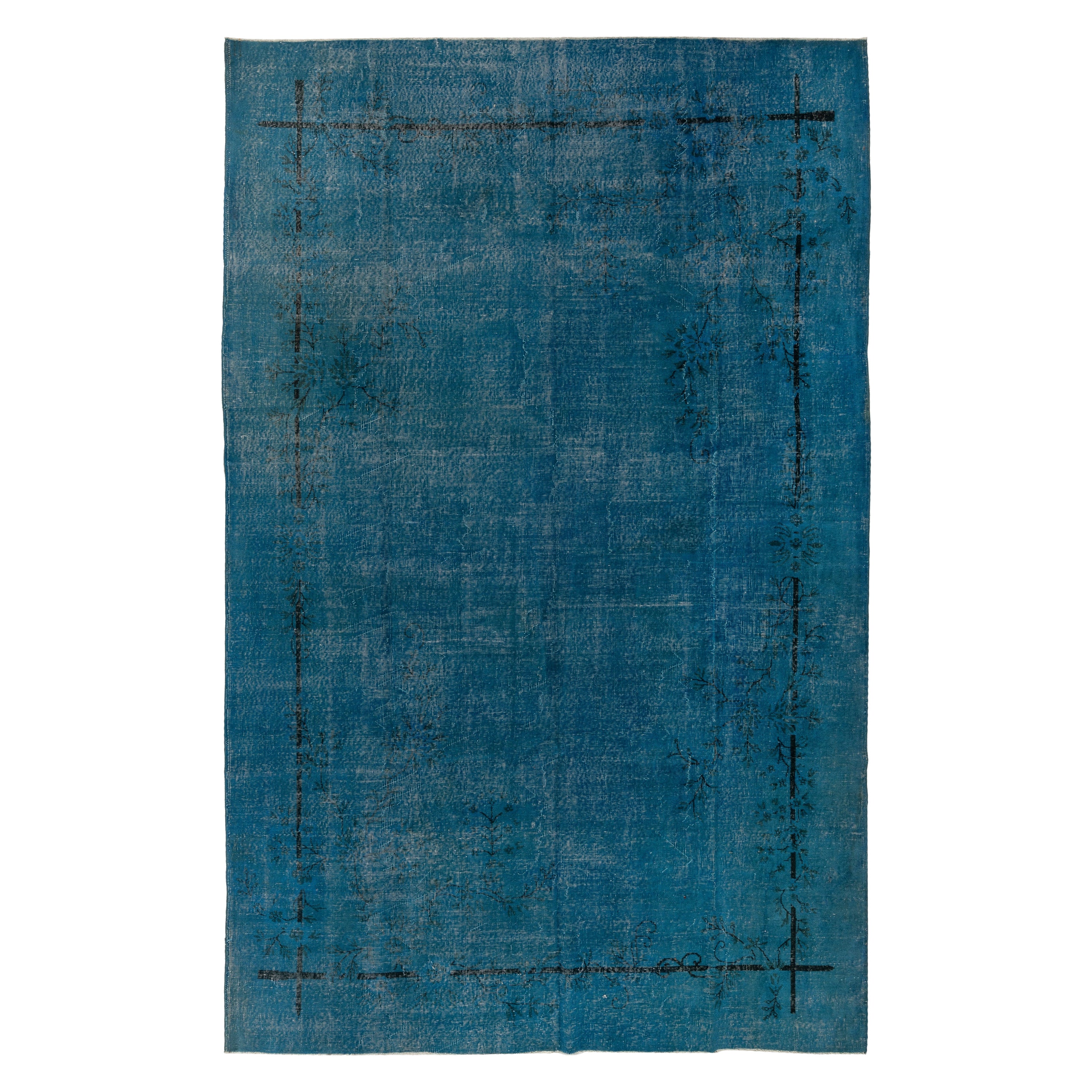 8x11.7 Ft Handgefertigter Art Deco Teppich in Blau, Contemporary Turkish Home Decor Carpet