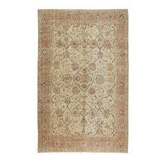 8x11.7 Ft Tappeto vintage annodato a mano in lana anatolica Oushak con design floreale